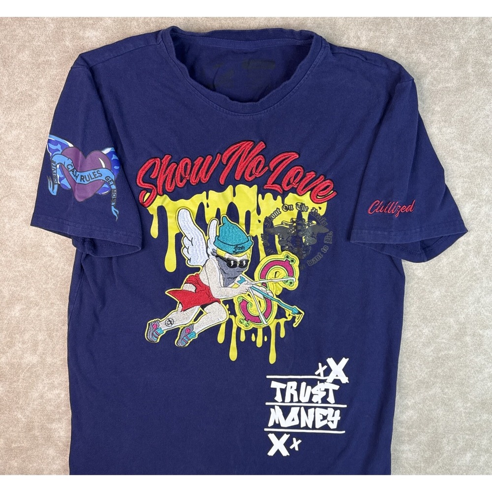 Civilized Brand Tee‎ Shirt Show No Love Urban Trust Money Embroidered Men Sz L